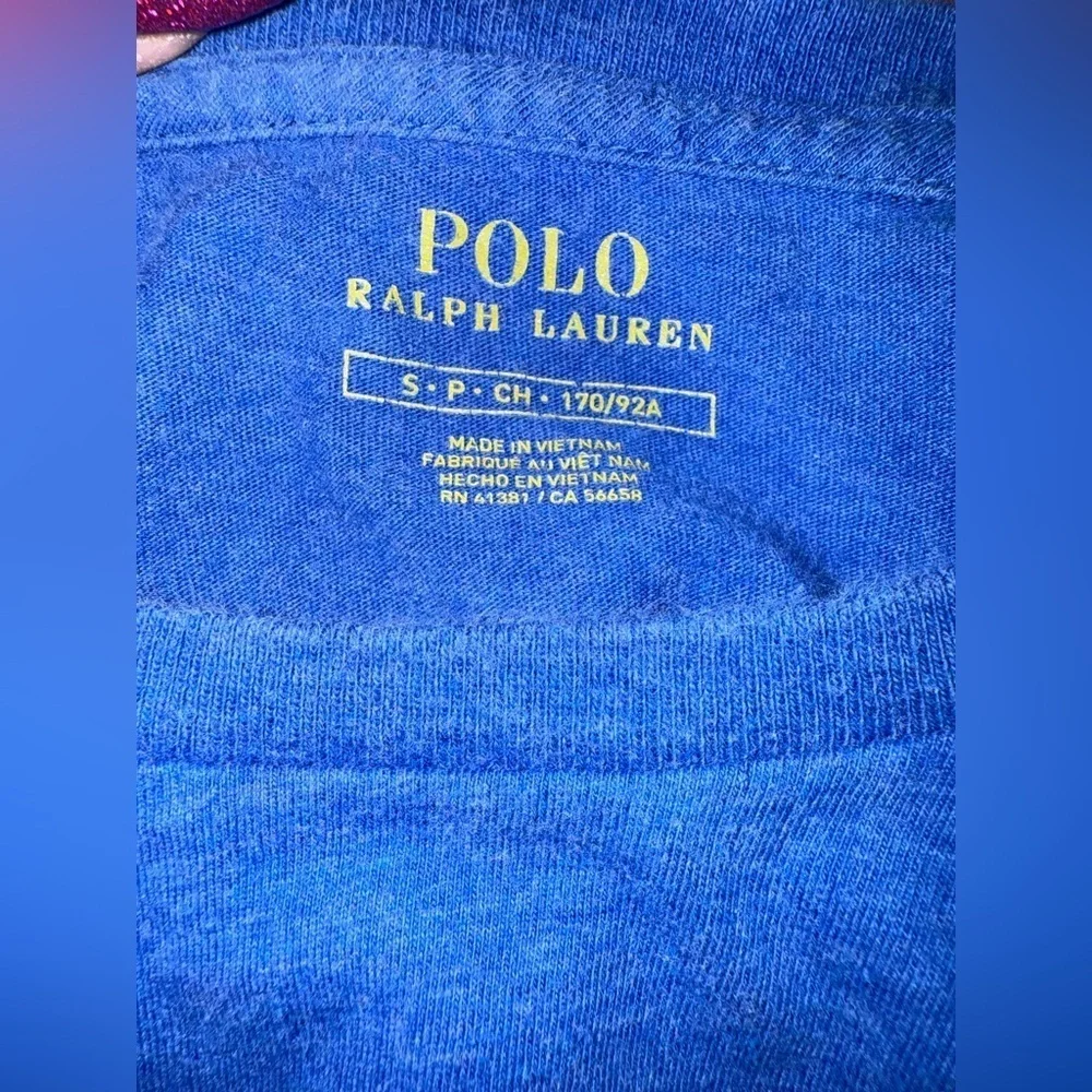 Polo by Ralph Lauren Unisex Blue Tee with Orange Logo